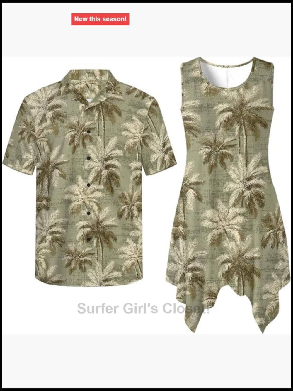 Matching Couple Outfits Hawaiian Shirt and Flared Sundress Set